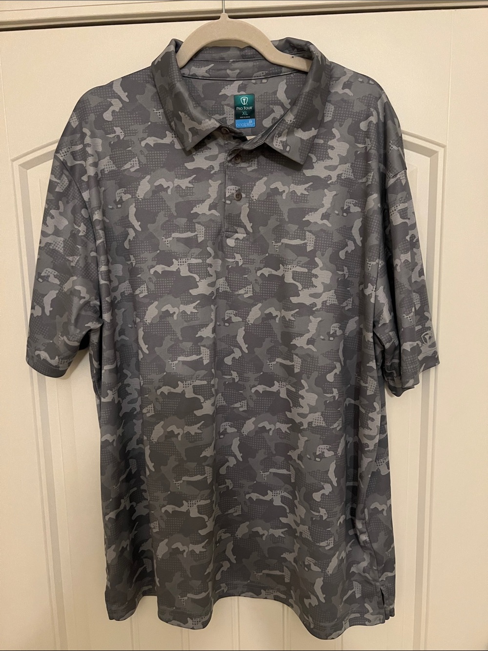 PGA Tour Men’s Coolplay Sz XL Gray/Silver Camo Short Sleeve Polo Shirt